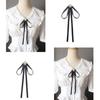 Pearl Black Bow Necktie Solid Color Ribbon Badge Brooch Sweet Funerals Memorial Pin  Shirts