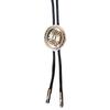 Men Women Vintage Bolo Tie Metal Flower Jewelry Cowboy Braided Rope Necktie Western Necklace with Feathered Pendant