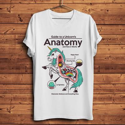 SALE Women Men T Shirt Anatomy of A Unicorn Funny Tshirt Homme Creative Graphic Unisex T-Shirt