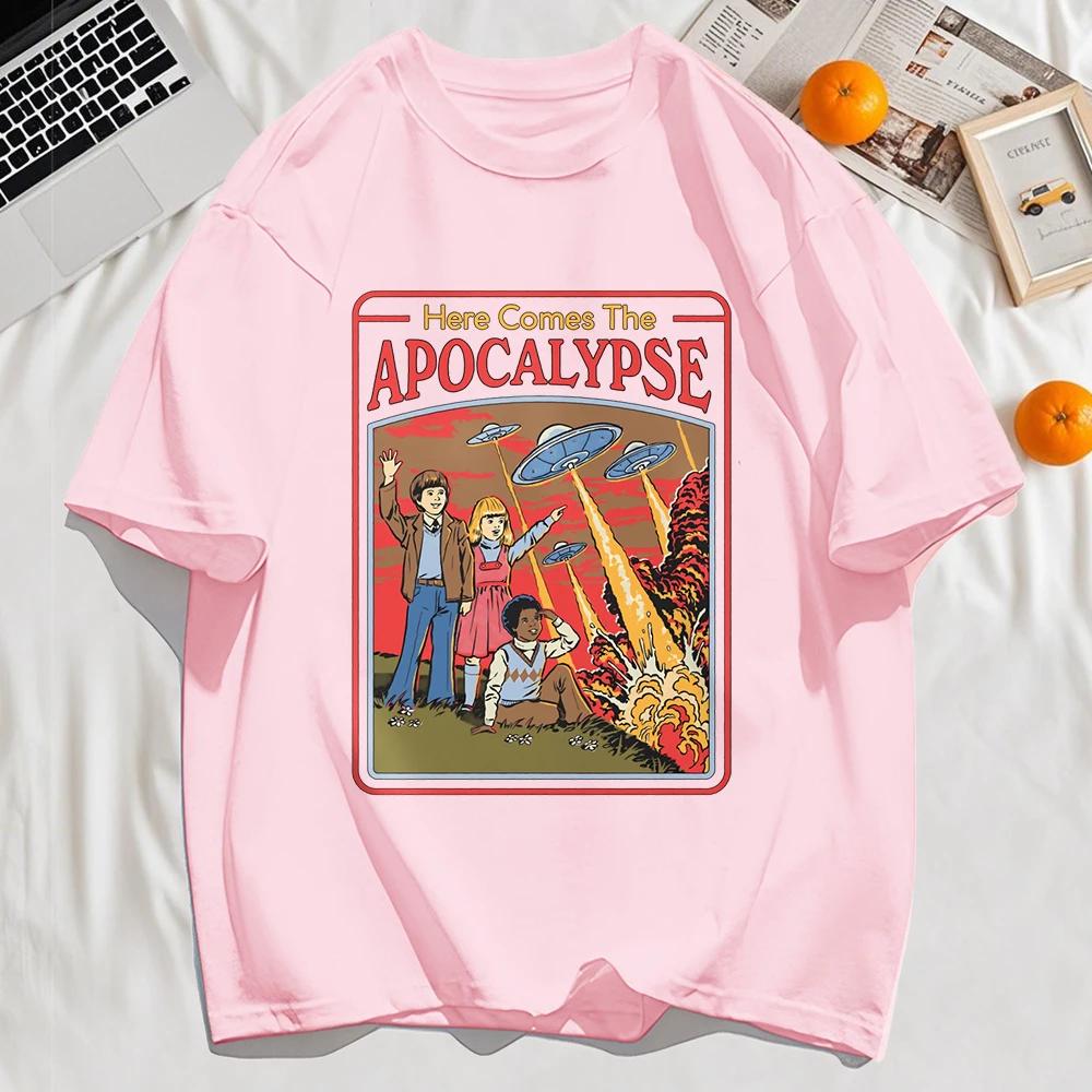 Here Comes The Apocalypse Printing Mens Tee Hip Hop Cotton Trendy ONeck Loose T Shirt Casual Comfortable Man Short Sleeve