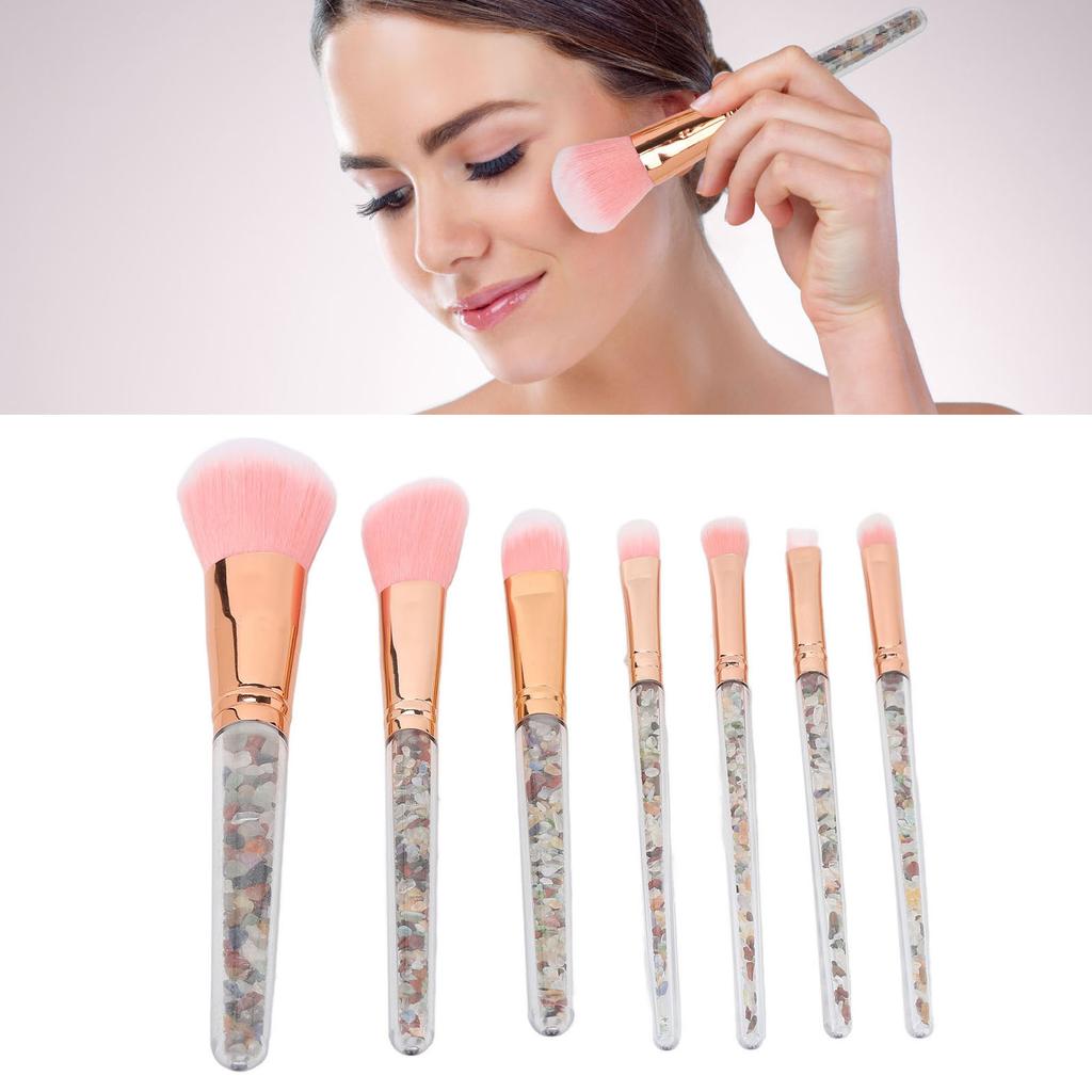 7PCS Makeup Brush Set Foundation Powder Concealers Eye Shadows Soft Brush Stylish Handle Cosmetic Tool