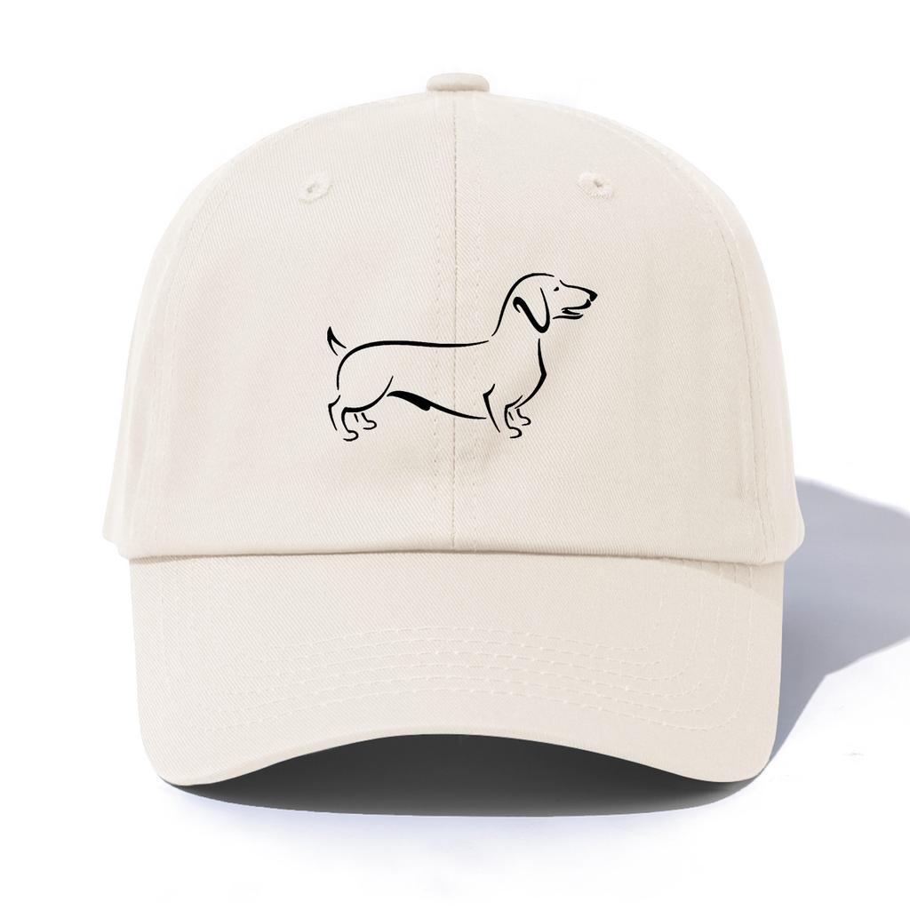 1pc Dachshund Print  Baseball Cap for Adults,  Minimalist Retro Style Casual Soft Adjustable Dad Hat, Perfect As Gift