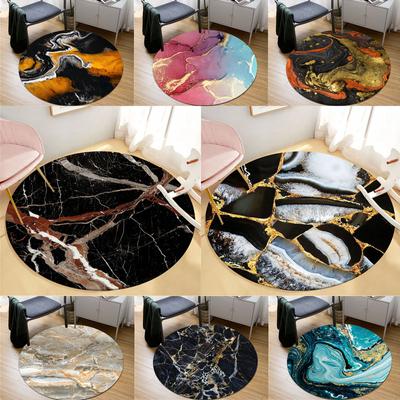 Bedroom Floor Mat Anti-Slip Carpet Bathroom Mat Abstract Marble Pattern Round Carpet Living Room Area Carpet