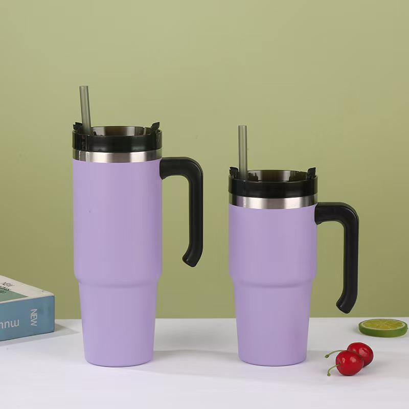 Insulated 20oz/30oz Stainless Steel Cup with Handle and Straw – Perfect Business Gift