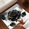 Yousheng 3D Rose Fußmatte Blumenmuster Rutschfeste Badematte Realistische Rose und Schmetterlinge Badezimmerteppich für Eingang Schlafzimmer Wohnzimmer