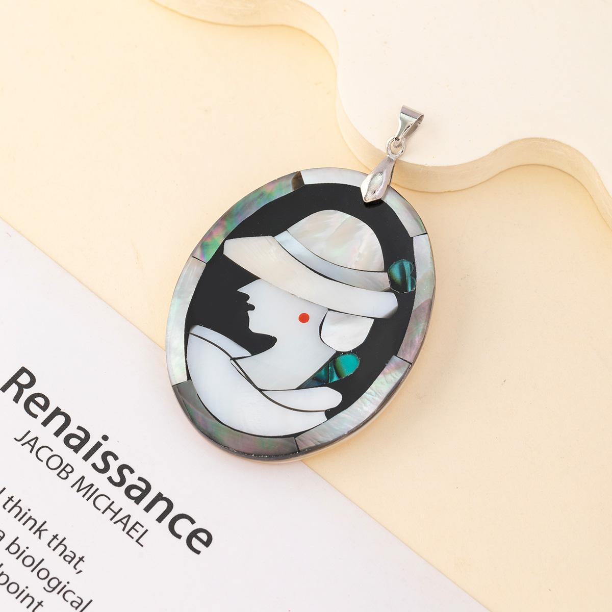 

1 шт. Овальний кулон із натуральної мушлі з унікальним аватаром для дівчини, милими другорядними персонажами в стилі мушлі, підвіски для DIY, унісекс, намисто, аксесуари, великодні вироби 1Pc/55×45mm