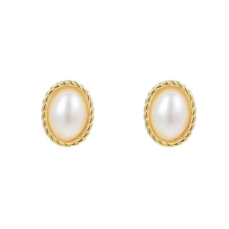 Banyan Tree S925 Silver French Retro Pearl Hemp Lace Earrings