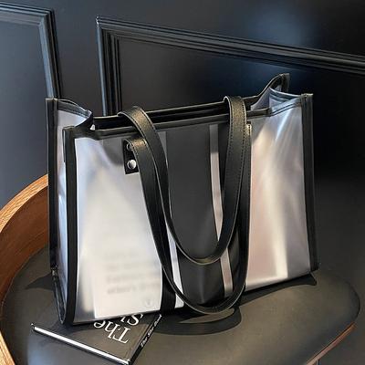 Fashion Personality Simple Transparent Large Capacity Shopping Bag Tote Bag Women's Commuter Style Versatile Shoulder Bag