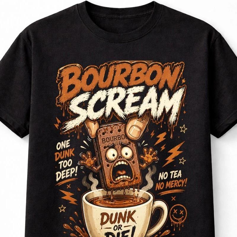 Bourbon Scream Biscuit Horror Coffee Punk Graphic Unisex TShirt S