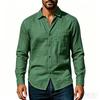 Summer Thin Men's Long Sleeve Button Down Shirt Casual Loose Fit Solid Color Pocket Shirts Male Daily Streetwear Blouse