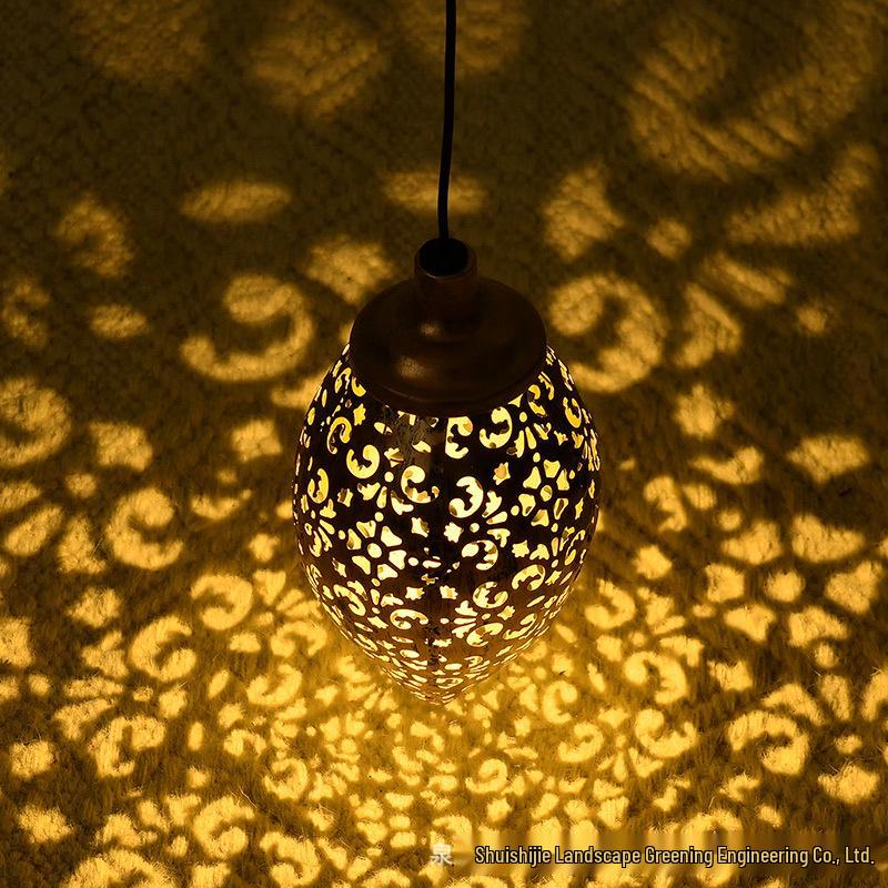 Wrought Iron Solar Waterproof Garden Lamp with Water Drop Projection