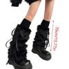 Women Goth Furry Leg Warmers Socks Harajuku Ribbon Bowknot Leggings Boots Cover