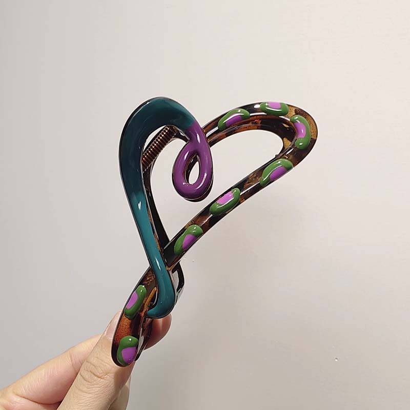 

Корейская капающая глазурь Сердце любви Заколка для волос для женщин Новая большая резинка для хвостика Пластиковый краб Зажим для волос Аксессуары для волос