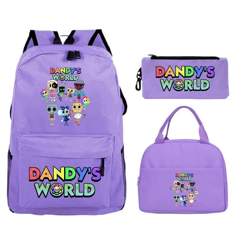 Dandy's world cartoon print fashion children's schoolbag set cross-border leisure student backpack three-piece set