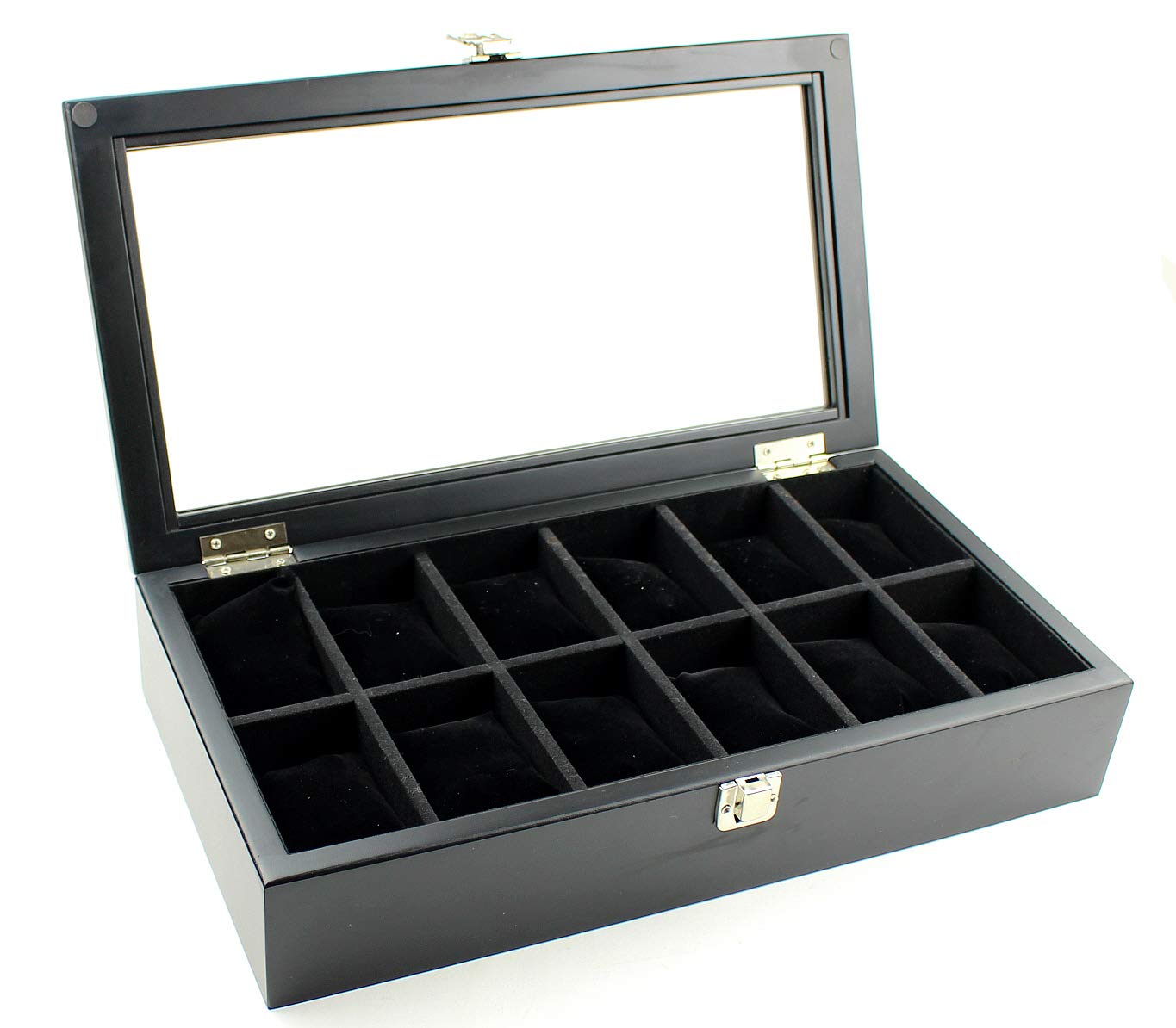 

Anberotta Роскошная деревянная коробка для хранения 12 часов со стеклянным окном, AT50 (12 Часов/Черный)