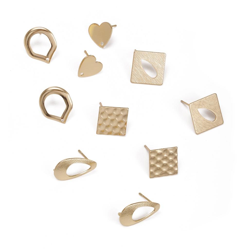 Irregular stud earrings head handmade DIY earrings accessories can be made 911 silver needle electroplating geometric accessories