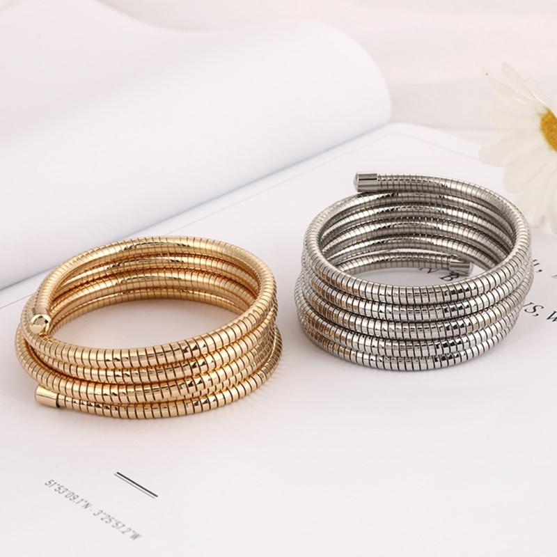Stapelbarer Mehrschichtiger Armreif Stilvoller Metall Elastischer Schmuck Stapelbarer Armreif Elastisches Armband für Modebewusste Liebhaber