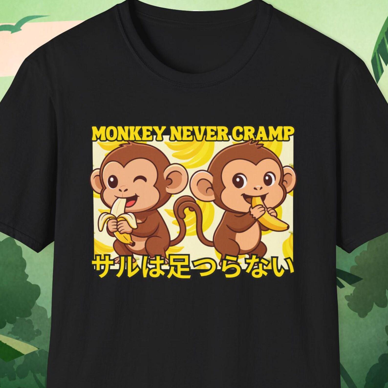 Monkey Never Cramp Shirt, Banana Gifts, Banana Shirt, Banana Print, Baseball Gift, Baseball Shirt, Gift for Banana Lover, Monkey Shirt L