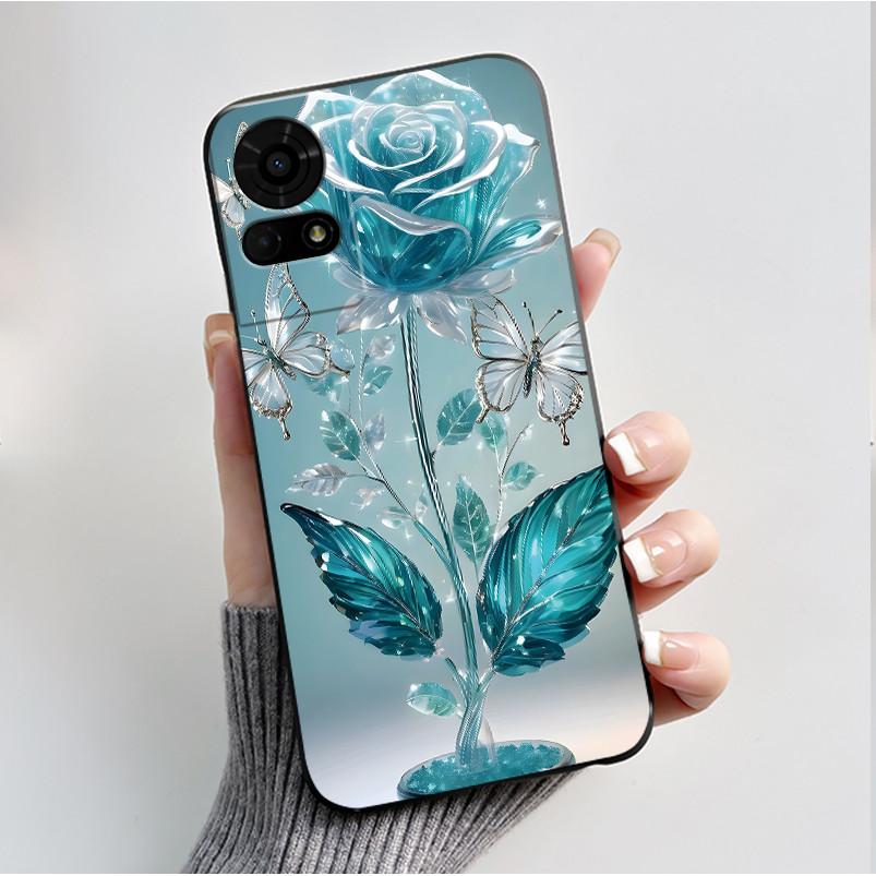 For TCL 50 LE K23 K24 Case Back Cover Luxury Butterfly Flowers Black Shockproof Soft Silicone Bumper Phone Casing TCL 50LE Coque