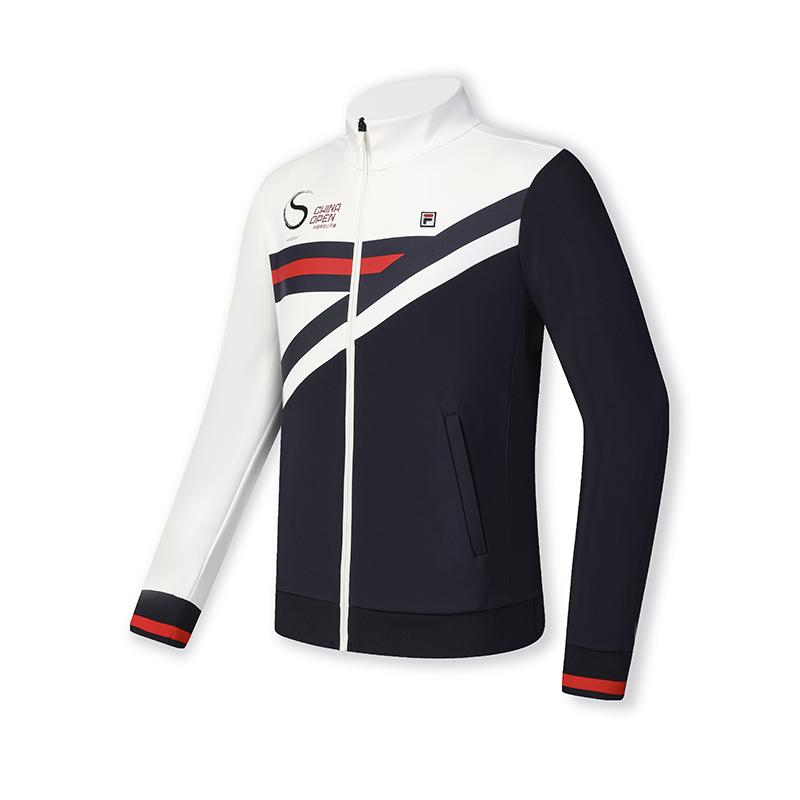 FILA Retro Sports Comfortable Color Block Stand Collar Long Sleeve Jacket Men Jacket Royal-Blue A11M443507F-NV