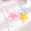 Holiday Starfish Necklace Resin Starfish Pendant Necklace Adjustable String Coastal Necklace for Women Girls Summer Beach