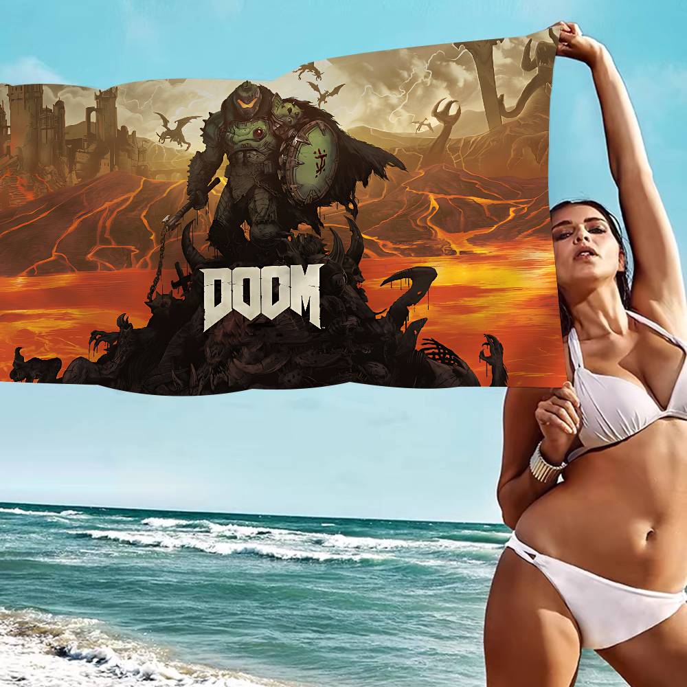 Shooting Game D-Doom Beach Towel Colorful Bath Towels For Girl Microfiber Quick Dry Custom Sand Free Beach Yoga Spa Gym Pool
