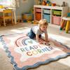 Non Slip Carpet for Wood Floors Cartoon Area Rug, Anti-Slip Nursery Rug with Letter Pattern, Easy Clean Floor Wavy Edge Mat Kids Room Playroom