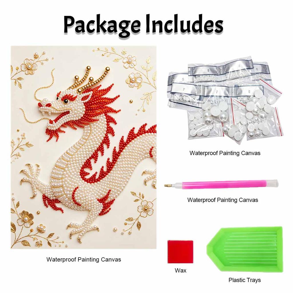 Kit Perla del Drago 5D Fai da Te con Strass Rotondi Artigianato Artistico per Adulti Decorazione Murale per la Casa Design Senza Cornice Adatto ai Principianti