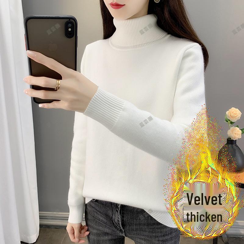2025 Autumn/Winter Women's Plus Size Knit Fleece Sweater - Slimming, Cozy Inner Layer, Warm and Stylish.