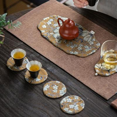 Vintage Tea Coasters Heat-resistant Mats Creative Pattern Coasters Antique Anti-scald Home Kung Fu Tea Ceremony Accessories