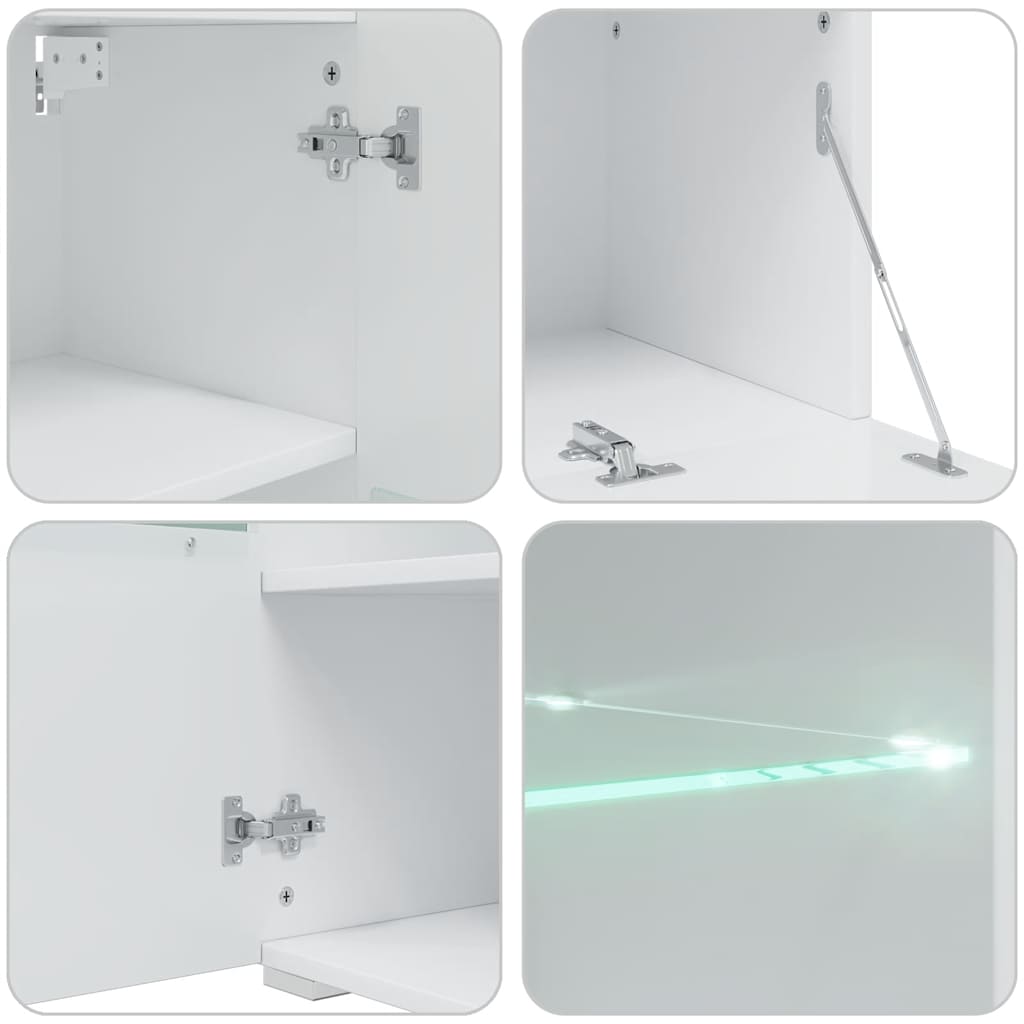 5-teilige Wohnzimmer-Wandelement mit LED-Beleuchtung Steingrau Holzwerkstoff