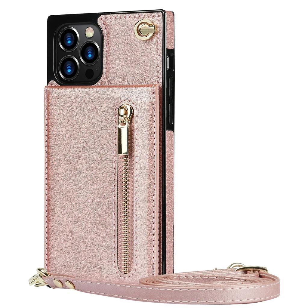 Crossbody Wallet for IPhone 13 12 Mini 16 Plus 14 15 11 X XR XS Pro Max Case with Card Holder Lanyard Strap Leather