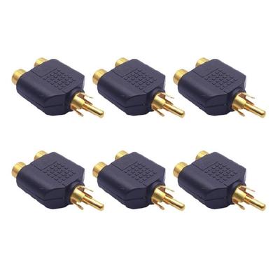 RCAs Splitter Pack of 6 1 Male To 2 Female Splitter Adapters for Sound Video Equipment