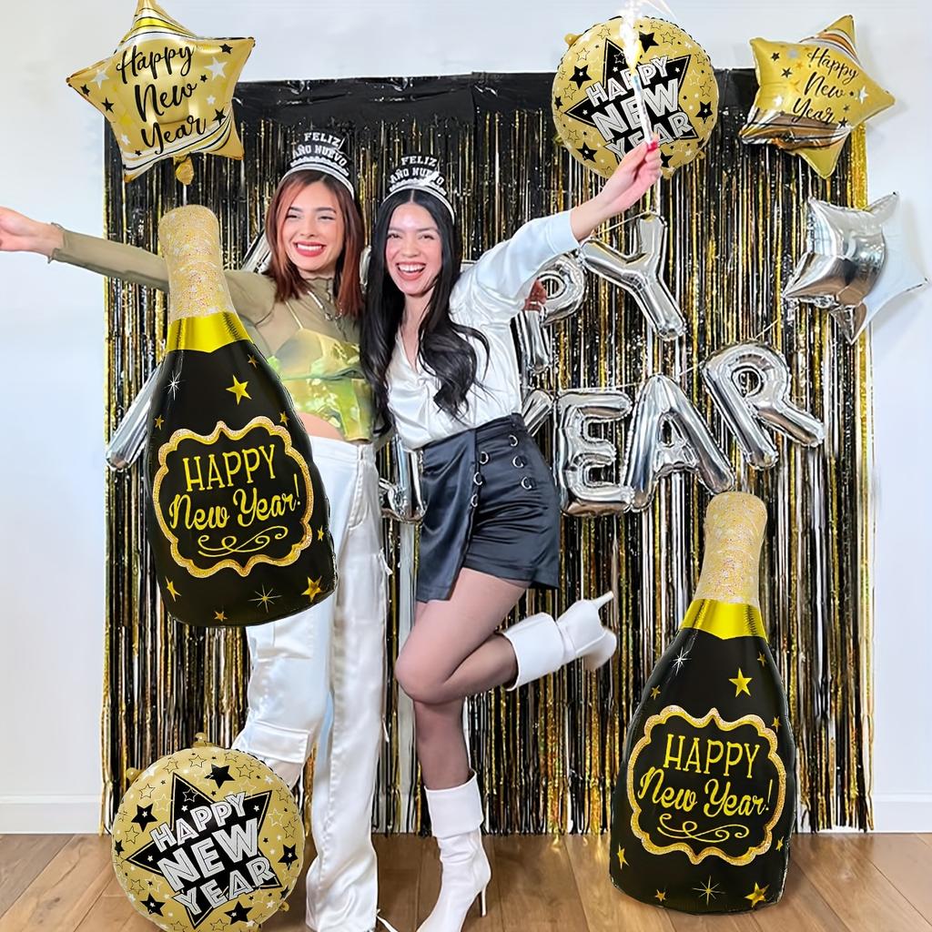 6Pcs/Set 2026 New Year Balloon Kit, Suitable for New Year Party, 2026 New Year Decoration, 2026 New Year's Eve Party Supplies