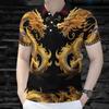 Fashio POLO Shirt For Mens Dragon Pattern Short Sleeve POLO Shirt Slim Men's POLO Shirt
