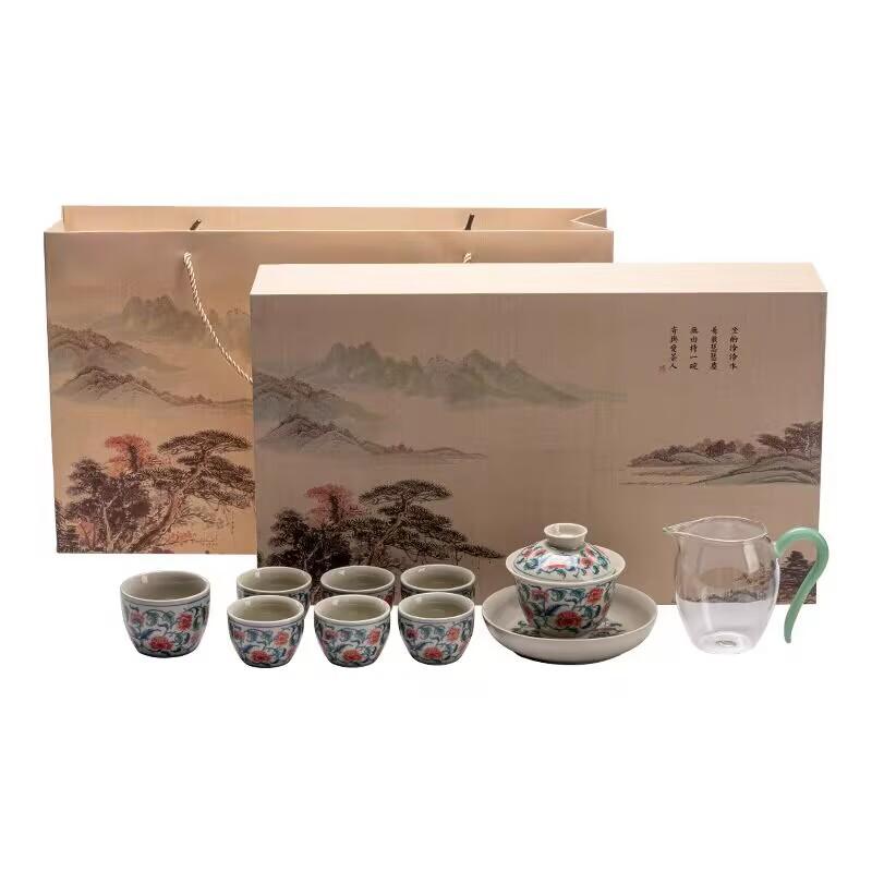 Antique Blue And White Tea Set, Ceramic Cover Bowl, Master Cup, Retro Household Zen Tea Brewer, Large Set Of Gift Boxes.