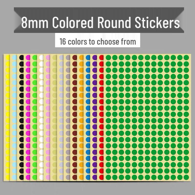 Multicolor Writable Round Dot Stickers - 16 Colors
