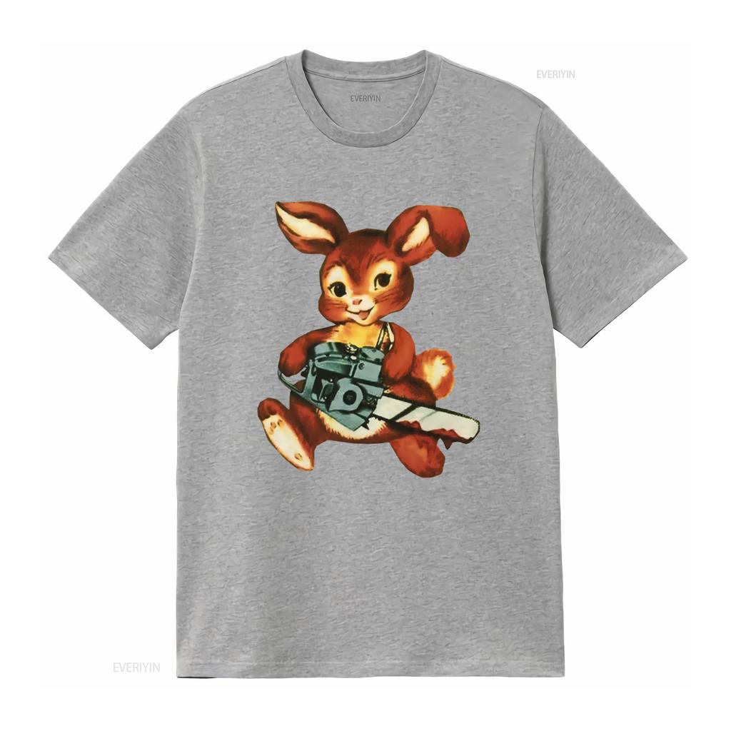 Chainsaw Bunny Funny Freaky T Shirt for Adults Unique Design Any Size Available vintage Washed homme Comfortable Casual Stylish