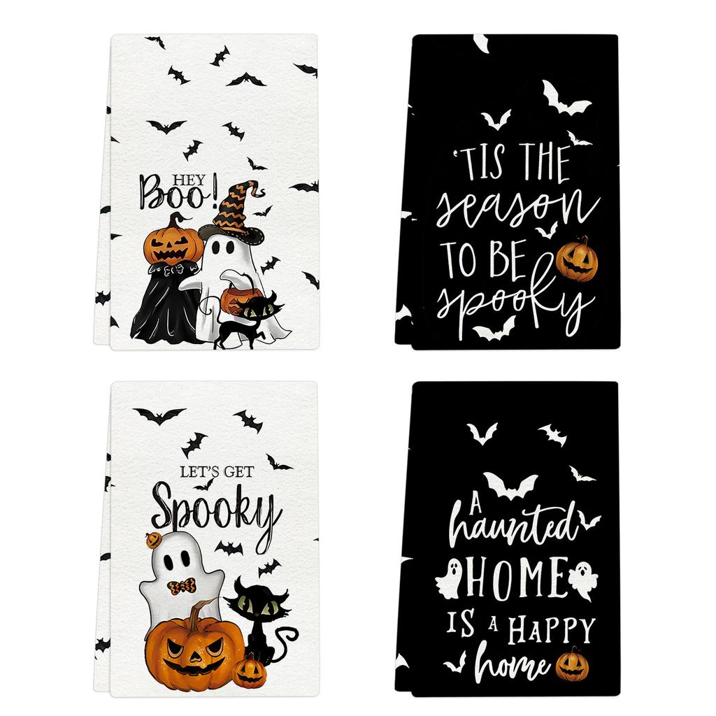 Cross-border Hot-selling Halloween Microfiber Towel Digital Printing Towel Dish Towel Kitchen Decoration