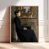Girl in Pink Dress Romantic Oil Painting Art Print Poster Classic Art Portrait Poster Canvas Painting Woman in Black Dress Decor