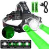2000LM Zoomable Headlamp Green/Red/UV 395nm Light Outdoor UV Headlight Waterproof USB Head Lamp 3 Modes Torch Hunting Lantern