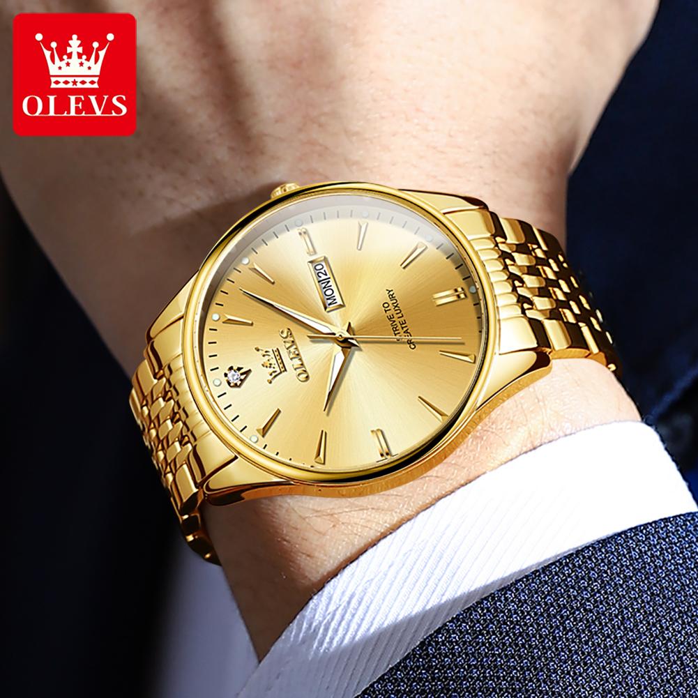 OLEVS 2929 Simple Classic Quartz Wristwatch for Man Date Week Luminous Waterproof Original Business Men's Dress Watch