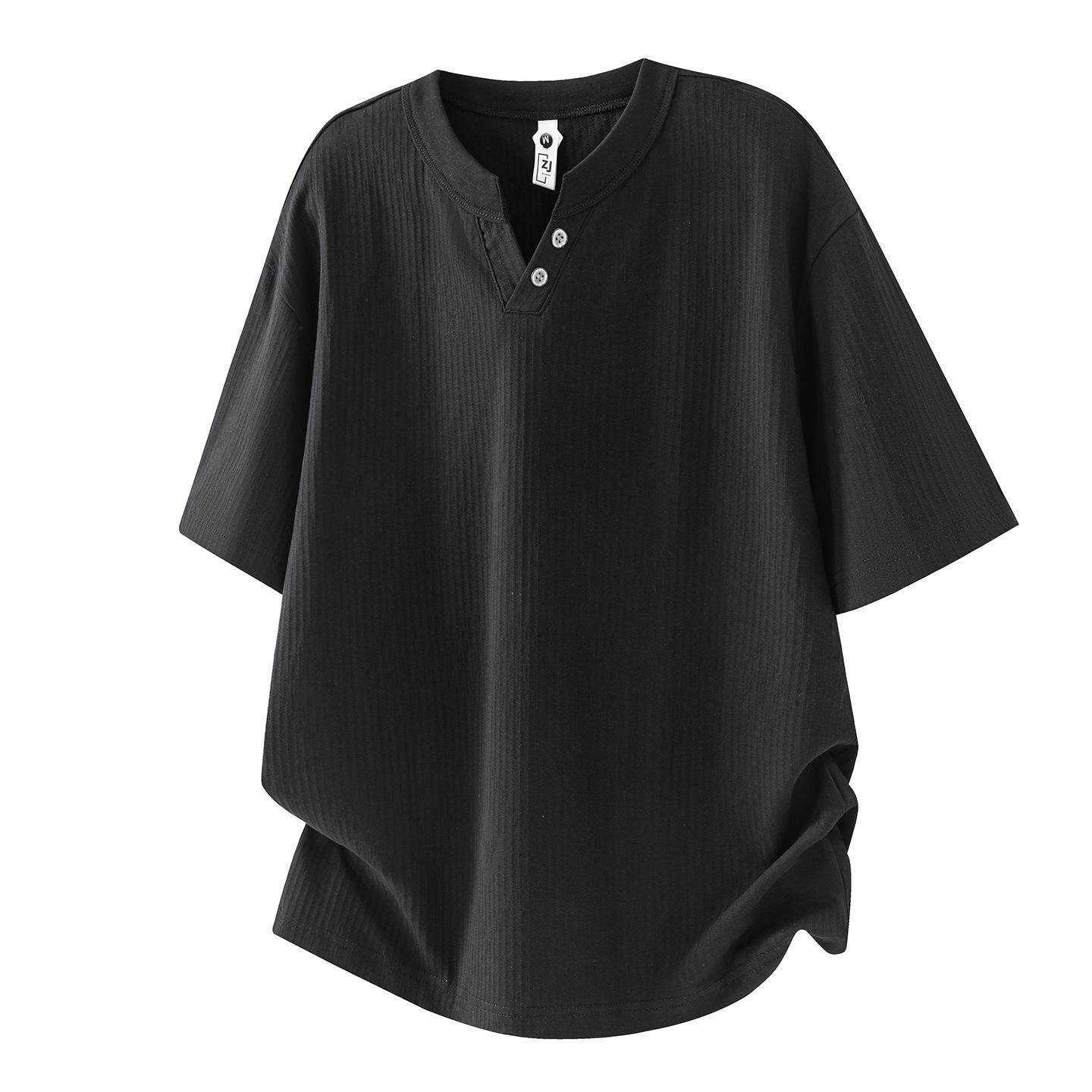 Men s Striped V-Neck Short-Sleeve T-Shirt, Summer 2026 Trendy Loose Fit M