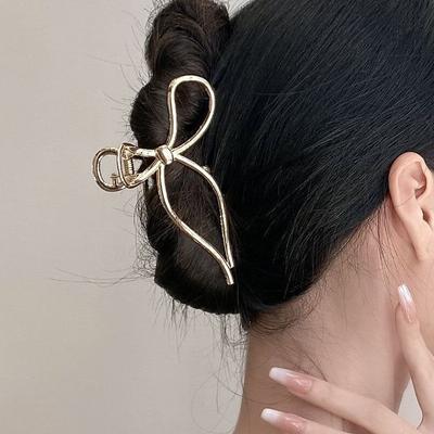 1pcs Alloy Bow Hair Claw Large Size Metal Shark Clip Hair Clamps Grab Women Hair Accessories