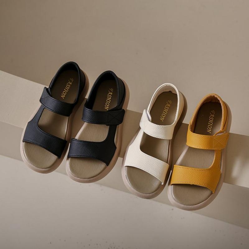 Fashion Simple Open Toe Round Toe Thick Bottom One Strap Two Wear Beach Sandals Women