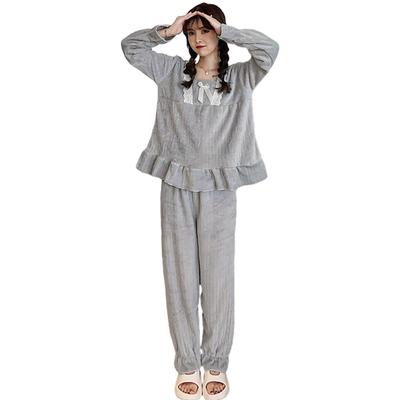 TeMibery Lyric Long Sleeve Pajama and Warm for Fall and Top and Plus Sizes Featuring a Ribbon and Lace Comfortable and Comfortable for Women's Set,