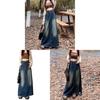 Denim A Line Skirt With Vintage Wash For Casual Wear
