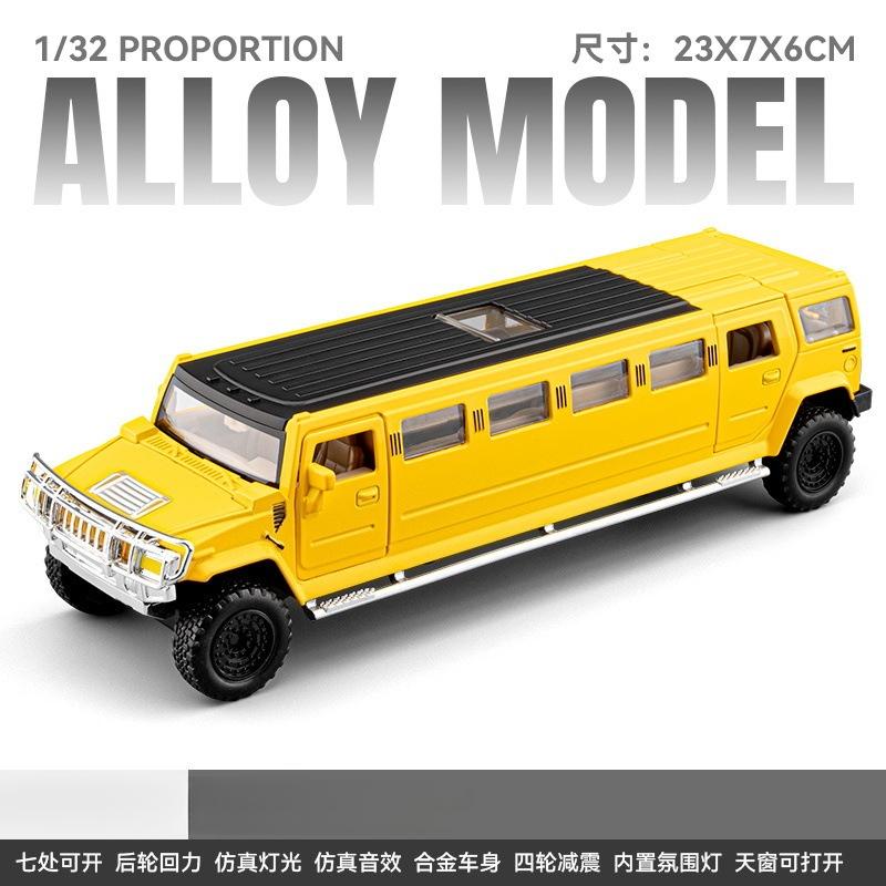 1:32 Alloy Lengthen Limousine Car Model Metal Diecasts Vehicles With Sound Light Pull Back Car Collection Toys Kids Gifts