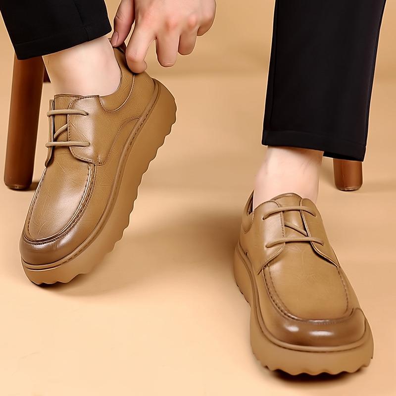 Fashion Spring Autumn Platform Leather Sneakers for Men Low Top Designer Soft-soled Retro Men's Shoes Fashion Casual Driving Shoes Male