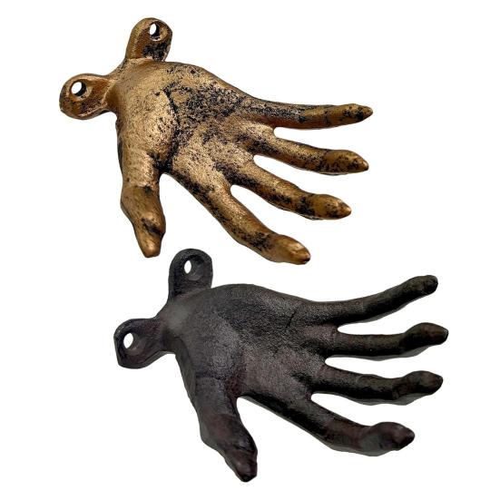 Creepy Hand Wall Hook Metal Distressed Finish Hook Gothic Hand Statue Tealight Candle Holder Hook for Jewelry Rings Entryway Bedroom Indoor Decor